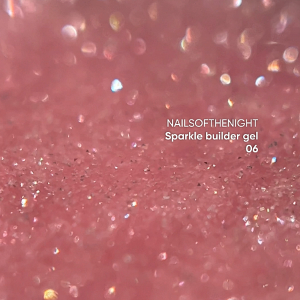 NAILSOFTHENIGHT Sparkle builder gel 06 — персиковий світловідбиваючий будівельний гель, 15 мл