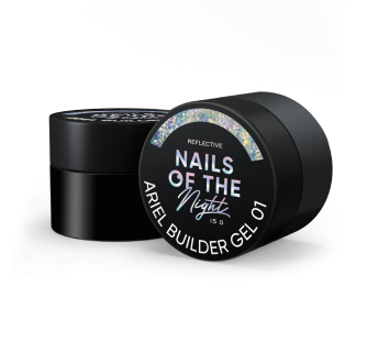 NAILSOFTHENIGHT Ariel gel 01 — строительный гель с разноцветными хлопьями юки для ногтей, 15 г