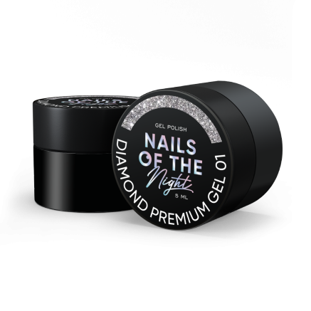 NAILSOFTHEDAY Diamond Premium gel gel polish 01 — срібний гель-лак з дрібною металевою поталью для нігтів, 5 мл