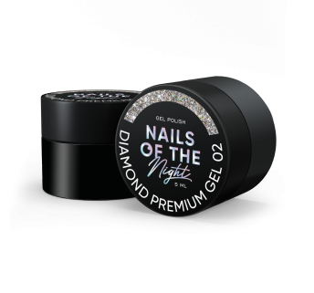NAILSOFTHENIGHT Diamond Premium gel – gel polish 02 – серебряный голографик гель лак с мелкой металлической поталью для ногтей, 5 мл