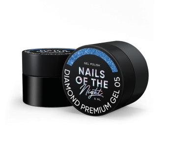 NAILSOFTHENIGHT Diamond Premium gel – gel polish 05 – голубой гель лак с мелкой металлической поталью для ногтей, 5 мл