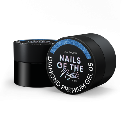 NAILSOFTHENIGHT Diamond Premium gel – gel polish 05 — блакитний гель лак з дрібною металевою поталью для нігтів, 5 мл