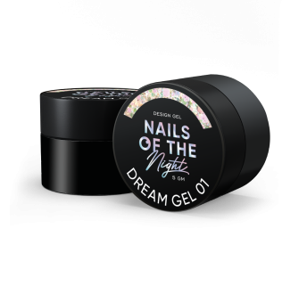 NAILSOFTHENIGHT Dream gel 01 – дизайн гель с невероятными шестигранниками разного размера и глитера для ногтей, 5 гм.