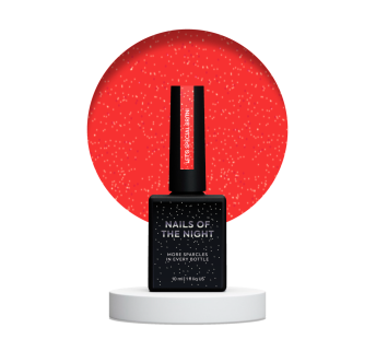 NAILSOFTHENIGHT Lets special Britni — яскраво–алий зі світловідбиваючим шимером/червона блискітка гель лак для нігтів, що перекриває в один шар, 10 мл