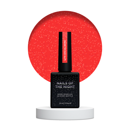NAILSOFTHENIGHT Lets special Britni — яскраво–алий зі світловідбиваючим шимером/червона блискітка гель лак для нігтів, що перекриває в один шар, 10 мл