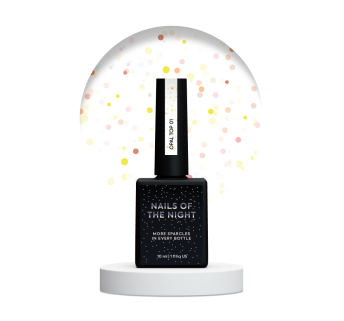 NAILSOFTHENIGHT Opal top 01 — фінішне покриття з опаловими блискітками на прозорій основі, без липкого шару та без уф-фільтрів для нігтів, 10 мл