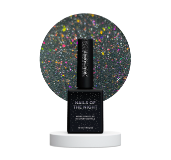 NAILSOFTHENIGHT Reflective base 01 камуфлююча світловідбиваюча база з шимером (срібні та рожеві блискітки), 10 мл