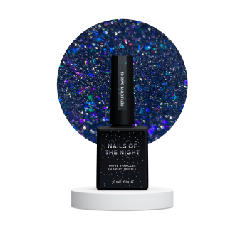NAILSOFTHENIGHT Reflective base 02 камуфлююча світловідбиваюча база з шимером (сині та лазурні блискітки), 10 мл