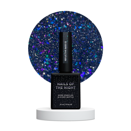 NAILSOFTHENIGHT Reflective base 02 камуфлююча світловідбиваюча база з шимером (сині та лазурні блискітки), 10 мл