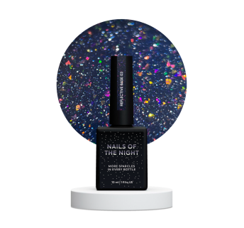 NAILSOFTHENIGHT Reflective base 03 камуфлююча світловідбиваюча база з шимером (фіолетові та рожеві блискітки), 10 мл