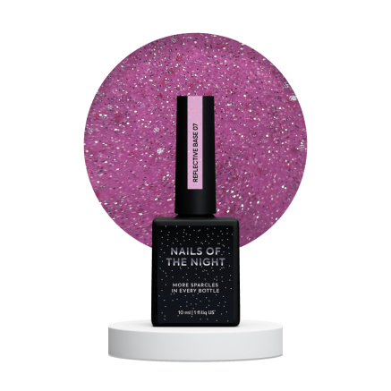 NAILSOFTHENIGHT Reflective base 07 камуфлююча світловідбиваюча база з шимером (яскраво-рожева), 10 мл