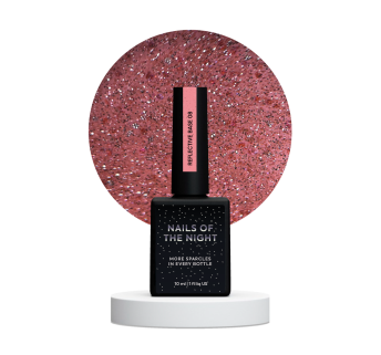 NAILSOFTHENIGHT Reflective base 08 камуфлююча світловідбиваюча база з шимером (персикова), 10 мл