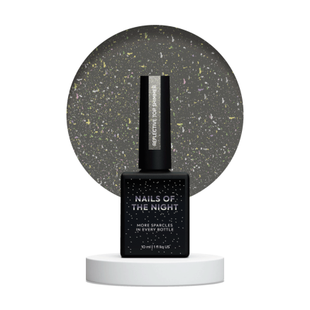 NAILSOFTHENIGHT Reflective top Shimmer світловідбиваючий топ без липкого шару для нігтів (золотистий шимер), 10 мл