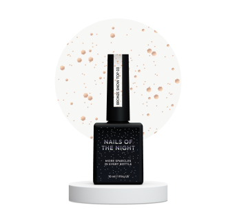 NAILSOFTHENIGHT Bronze Snow top 03 — финишное покрытие с бронзовыми шестигранниками разных размеров, без липкого слоя, 10 мл.