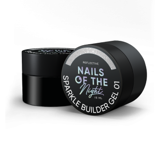 NAILSOFTHENIGHT Sparkle builder gel 01 — срібний світловідбиваючий будівельний гель, 15 мл