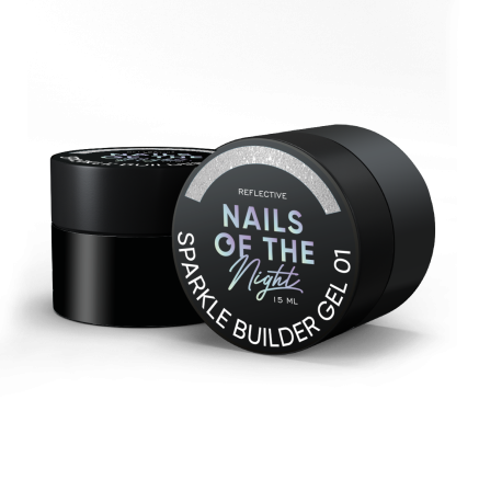 NAILSOFTHENIGHT Sparkle builder gel 01 — срібний світловідбиваючий будівельний гель, 15 мл
