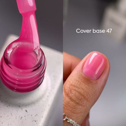 NAILSOFTHEDAY Cover basе 47 light pigment — легкопігментоване напівпрозоре насичено-рожеве базове покриття для нігтів, 10 мл