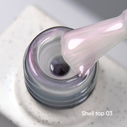 NAILSOFTHEDAY Shell top 03 new formula — перлинний топ з переливом рожевої втирки без липкого шару, 10 мл