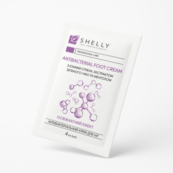 Антибактеріальний крем для ніг з іонами срібла, екстрактом зеленого чаю і ментолом Shelly 4 мл