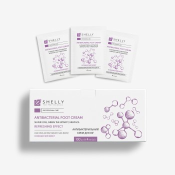 Антибактеріальний крем для ніг з іонами срібла, екстрактом зеленого чаю і ментолом Shelly 4 мл х 100 шт.