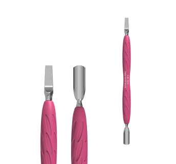 Лопатка для манікюру пушер та лопать STALEKS PRO UNIQ 10 TYPE 5 із силіконовою ручкою