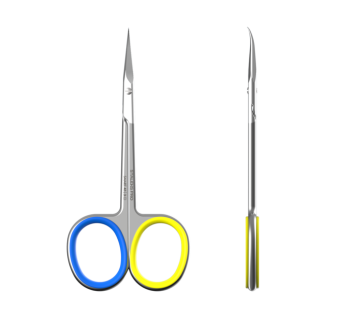 Ножиці для кутикули професійні з гачком STALEKS PRO SMART 41 TYPE 3 (з жовто-блакитними кільцями)