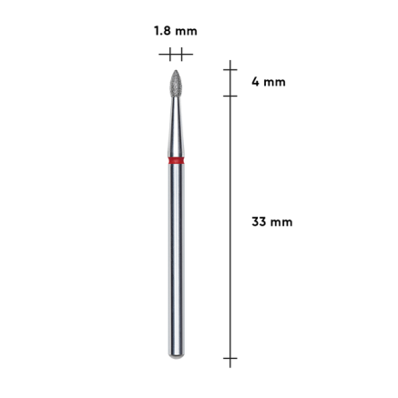 Фреза алмазна Брунька гостра STALEKS PRO EXPERT 1,8 х 4 мм червоний
