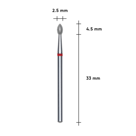Фреза алмазна Брунька гостра STALEKS PRO EXPERT 2,5 х 4,5 мм червоний