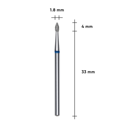 Фреза алмазна Брунька гостра STALEKS PRO EXPERT 1,8 х 4 мм синій