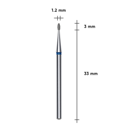 Фреза алмазна Закруглена брунька STALEKS PRO EXPERT 1,2 х 3 мм синій