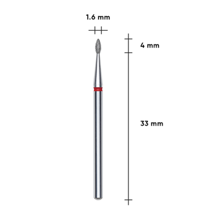 Фреза алмазна Крапля STALEKS PRO EXPERT 1,6 х 4 мм червоний