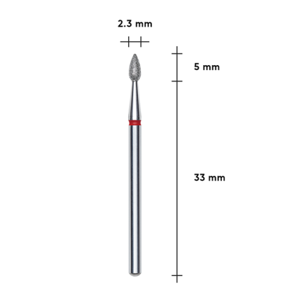 Фреза алмазна Крапля STALEKS PRO EXPERT 2,3 х 5 мм червона