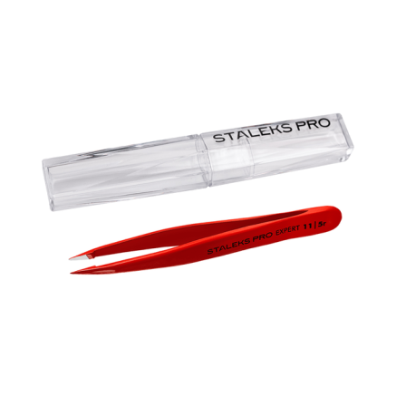 Пінцет для брів STALEKS PRO EXPERT 11 TYPE 5 Red