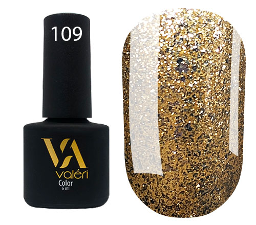 Гель-лак Valeri Colour 6 мл №109 (Цвет: золото с серебряными блестками)