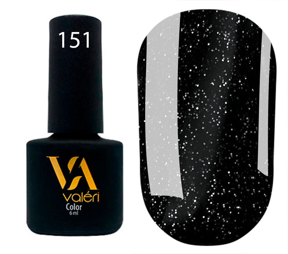Гель-лак Valeri Colour 6 мл №151 (Цвет: чёрный с серебряным микроблеском)