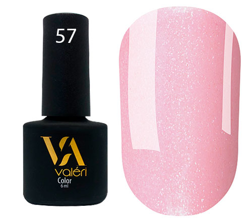 Гель-лак Valeri Colour 6 мл №057 (Колір: рожевий з ледве-помітним срібним мікроблеском)