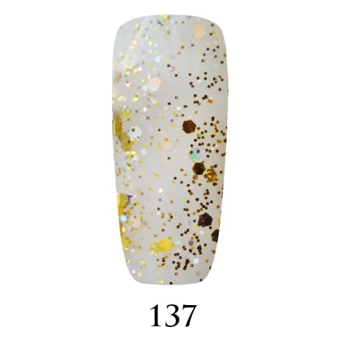 Гель-лак Adore 7,5 мл № 137 (Колір: великі і дрібні голографічні золоті блискітки)