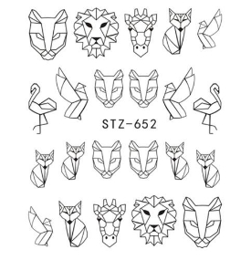 Слайдер для дизайна ногтей STZ-652 (Слайдер для ногтей геометрия животные)