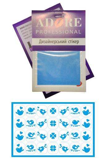 Дизайнерский стикер для ногтей "Птички" голубые (S18) (Дизайнерский трафарет для ногтей )